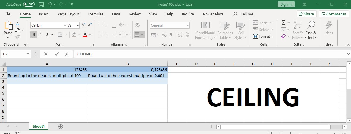 The CEILING Function – Excelpedia