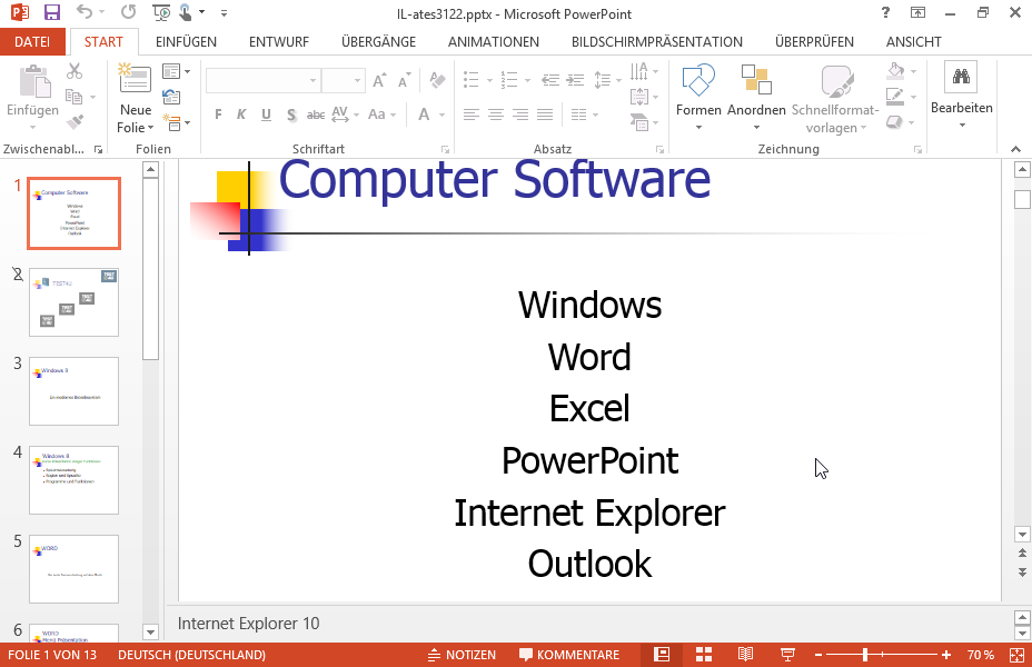 Drucken Sie die gesamte Präsentation auf dem Standarddrucker in einer Datei unter dem Namen meindruck6.prn im Ordner TEST4UFolder, der sich auf dem Desktop befindet aus. Drucken Sie die gesamte Präsentation auf dem Standarddrucker in einer Datei unter dem Namen meindruck6.prn im Ordner TEST4UFolder, der sich auf dem Desktop befindet aus.