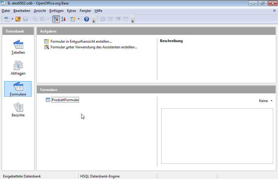 Erstellen Sie einen Bericht in Tabellenlayout, der auf allen Feldern der Tabelle Produkte basiert und aufsteigend nach dem Feld Beschreibung sortiert ist. Speichern Sie den Bericht als b1.