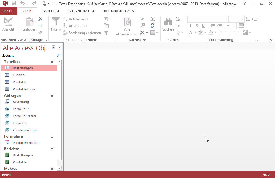 Exportieren Sie die Tabelle Kunden im csv-Format im Ordner IL-ates auf dem Desktop unter dem Namen export.csv. 