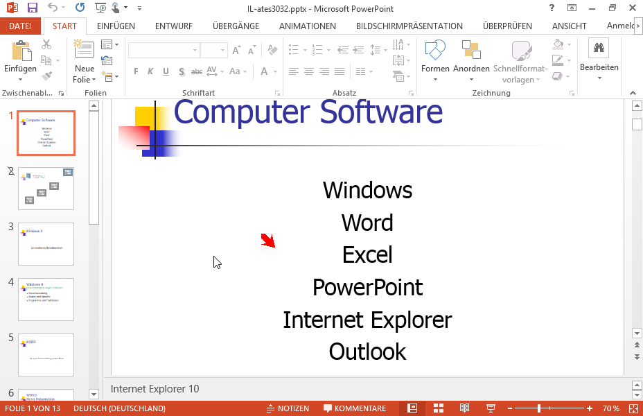 Fügen Sie in die Fußzeile aller Präsentationsfolien den Text Microsoft Office ein. Fügen Sie in die Fußzeile aller Präsentationsfolien den Text Microsoft Office ein.