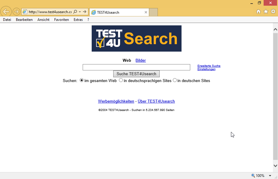 Kopieren Sie den URL vom Link Über TEST4USearch (ohne die Webseite zu besuchen) in eine txt-Datei, die Sie im Ordner TEST4U_IE auf dem Desktop erstellen sollen. Speichern Sie die Datei unter einem beliebigen Namen. 