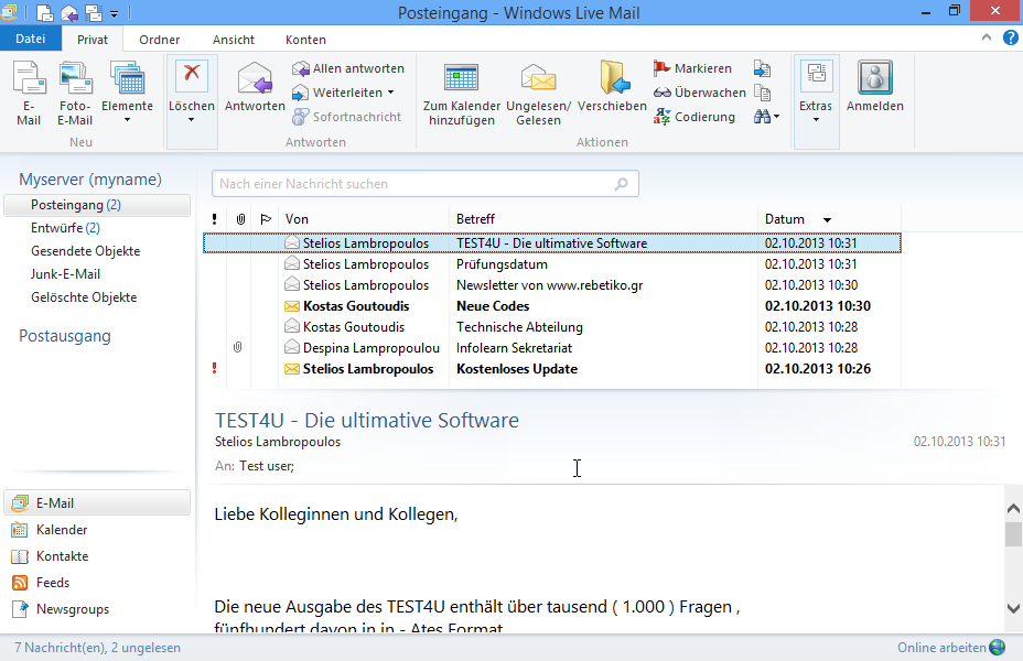Löschen Sie den Unterordner Sekretariat, der sich im Ordner Posteingang befindet; er soll im Ordner Gelöschte Objekte landen. Löschen Sie den Unterordner Sekretariat, der sich im Ordner Posteingang befindet; er soll im Ordner Gelöschte Objekte landen.