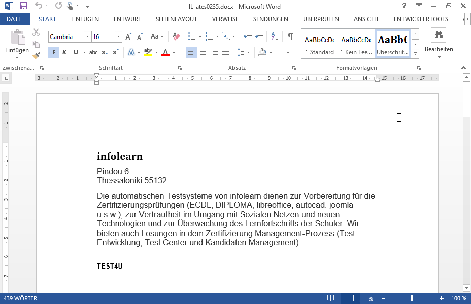 Markieren Sie nur die Zellen mit dem Text 70 Stunden bis WebDesign in der Tabelle, die sich auf der ersten Seite des aktuellen Dokuments befindet. Markieren Sie nur die Zellen mit dem Text 70 Stunden bis WebDesign in der Tabelle, die sich auf der ersten Seite des aktuellen Dokuments befindet.