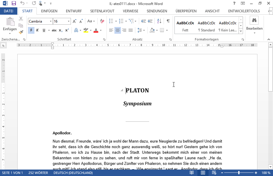 Setzen Sie die Schriftgröße im gesamten Dokument auf 12 Pt. Setzen Sie die Schriftgröße im gesamten Dokument auf 12 Pt.