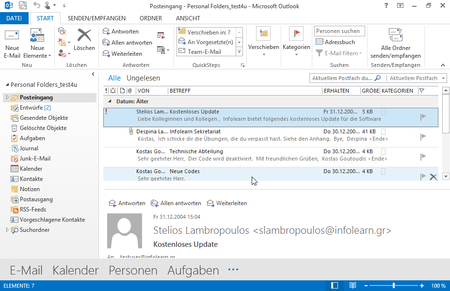 Stellen Sie Microsoft Outlook so ein, dass Nachrichten beim Start von Microsoft Outlook gesendet und empfangen werden. 