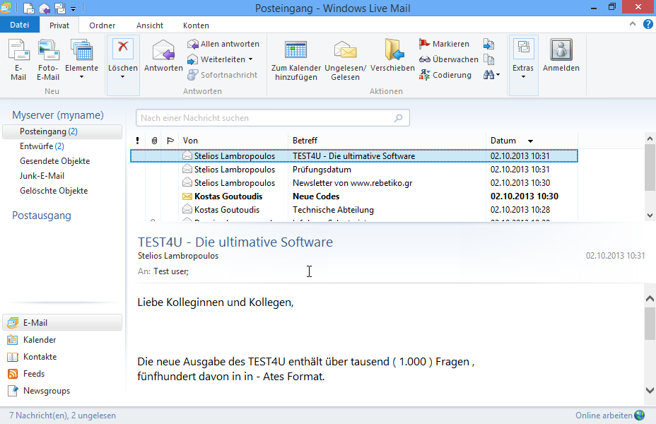 Stellen Sie Windows Live Mail so ein, dass Nachrichten beim Start von Windows Live Mail gesendet und empfangen werden. 