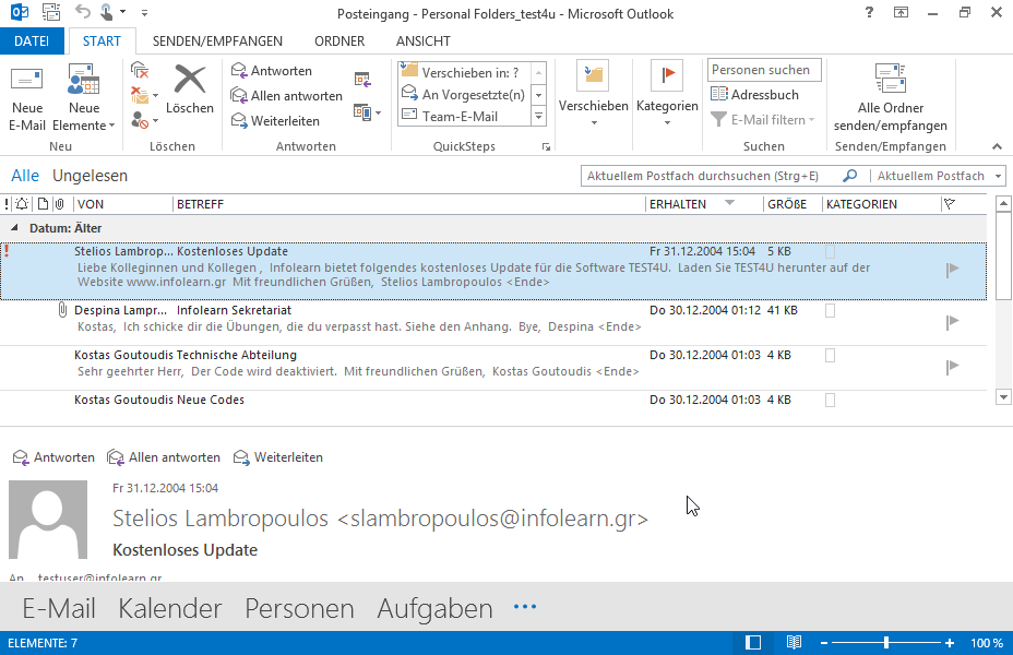 Stellen Sie das Layout von Outlook so ein, dass der Ordnerbereich angezeigt wird (nicht Minimiert). 