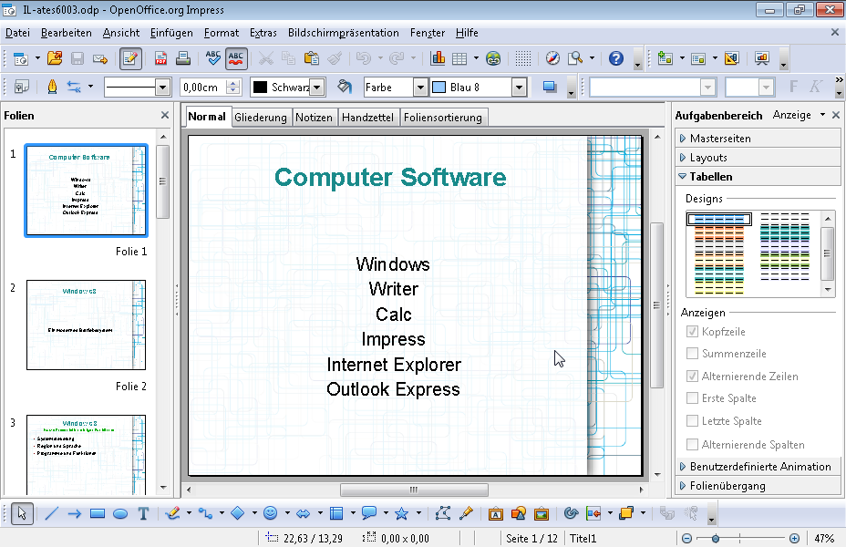 Stellen Sie die letzte Folie der aktuellen Präsentation so ein, dass sie bei der Bildschirmpräsentation nicht angezeigt wird. 