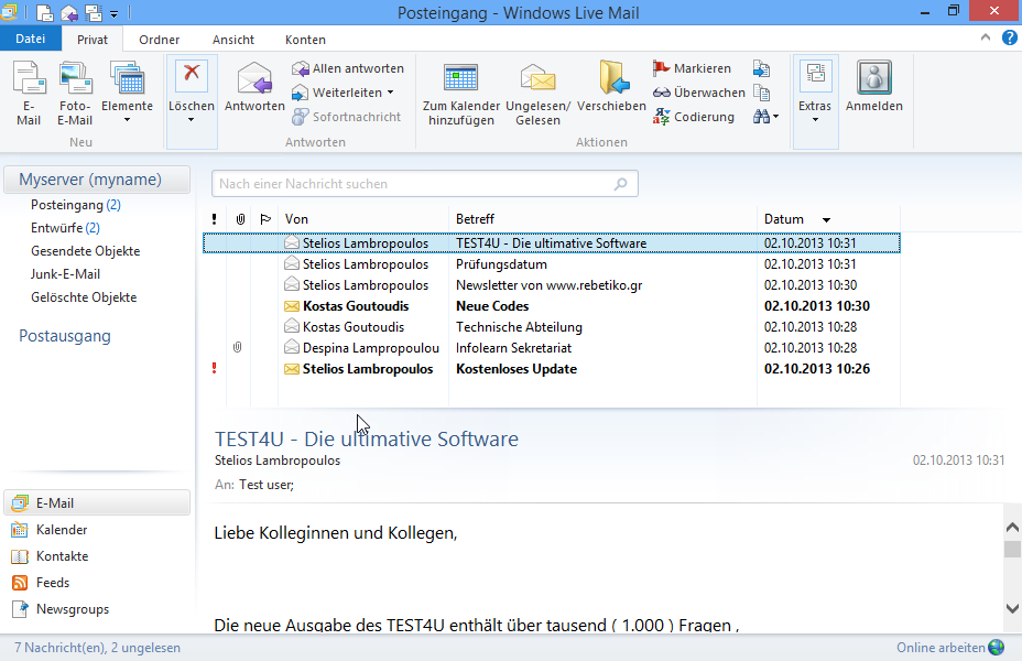 Verfassen und senden Sie eine neue Nachricht mit hoher Priorität an info@myserver.gr mit dem Betreff Dringend!!! und den Text Dringende Aktionen. Verfassen und senden Sie eine neue Nachricht mit hoher Priorität an info@myserver.gr mit dem Betreff Dringend!!! und den Text Dringende Aktionen.