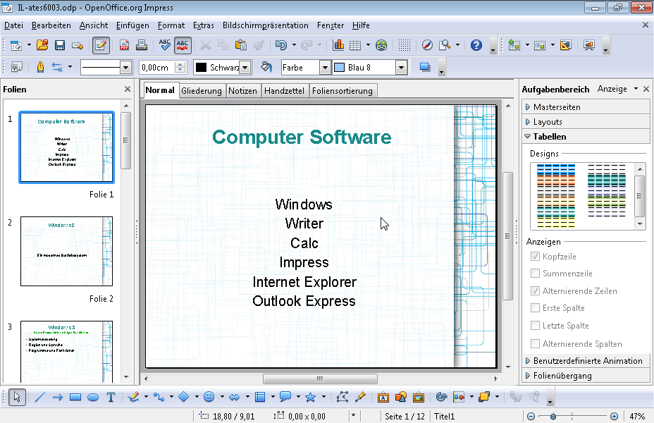 Verschieben Sie die Folie mit dem Titel Computer Software an die letzte Stelle der Präsentation. Verschieben Sie die Folie mit dem Titel Computer Software an die letzte Stelle der Präsentation.