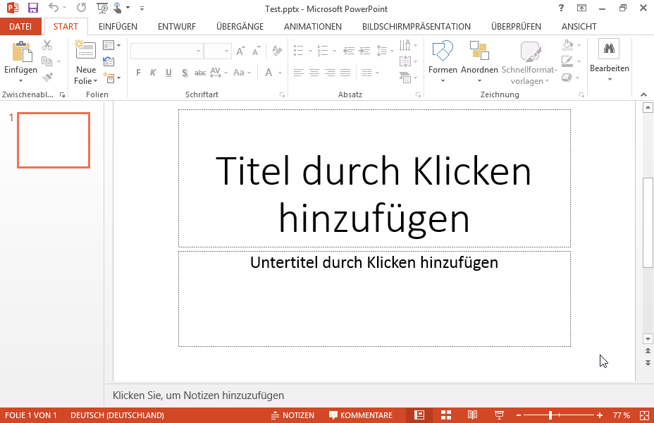 Ändern Sie das Layout der Präsentation auf Titel und Inhalt. Geben Sie als Titel der Folie das Wort Organigramm ein. Fügen Sie auch ein Organigramm ein. 