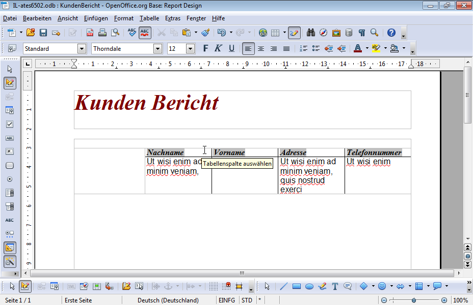 Ändern Sie das Papierformat im bereits geöffneten Bericht auf Letter. Ändern Sie das Papierformat im bereits geöffneten Bericht auf Letter.
