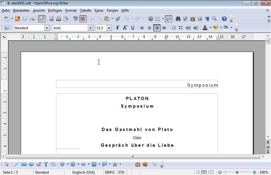 Ändern Sie den Text der Kopfzeile des Dokuments von Symposium in Sokrates. Ändern Sie den Text der Kopfzeile des Dokuments von Symposium in Sokrates.