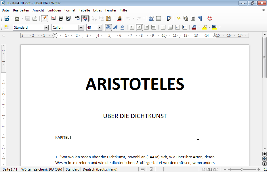 Ändern Sie den Zeichenabstand des Wortes ARISTOTELES, indem Sie auf die Option Gesperrt um 1,3 Punkte klicken.