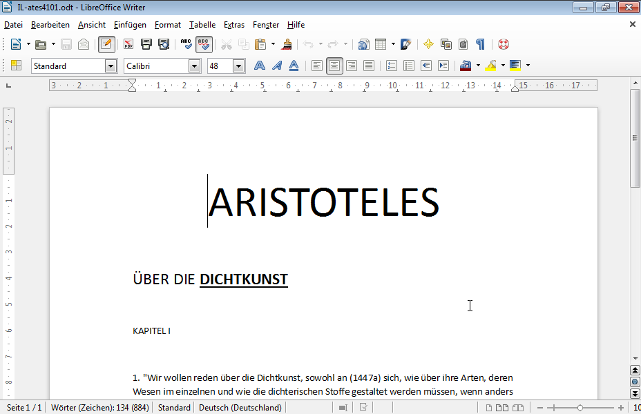 Ändern Sie den rechten Einzug (Hinter Text) vom Absatz der mit dem Text 1. "Wir wollen reden über die Dichtkunst beginnt, auf 1,8 cm. Ändern Sie den rechten Einzug (Hinter Text) vom Absatz der mit dem Text 1. "Wir wollen reden über die Dichtkunst beginnt, auf 1,8 cm.