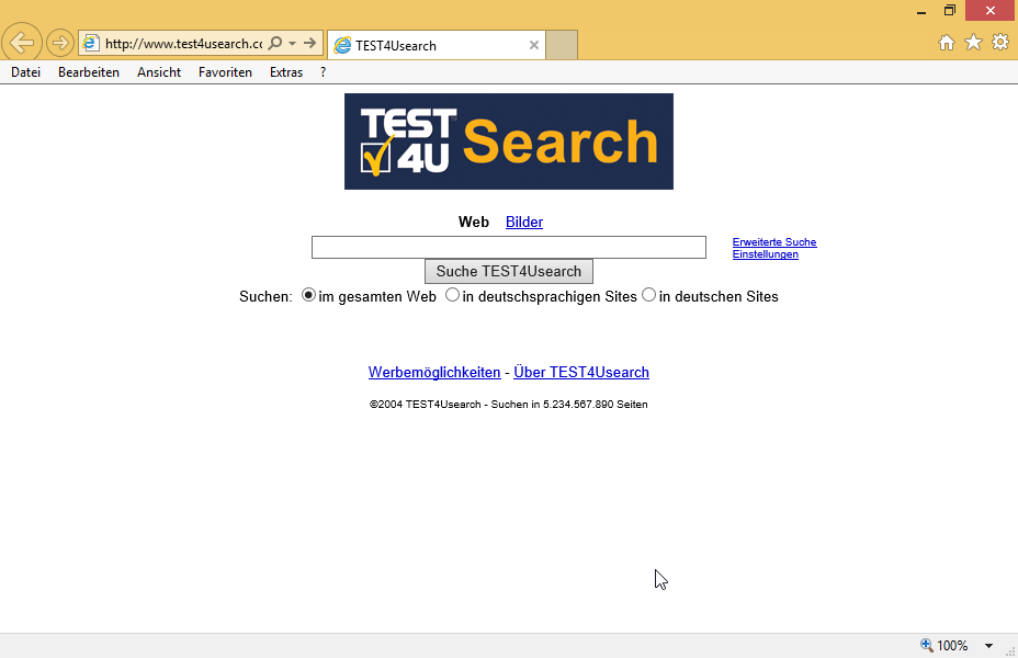Öffnen Sie in einem neuen Fenster den Link Über TEST4USearch, der sich in der aktuellen Seite befindet. Öffnen Sie in einem neuen Fenster den Link Über TEST4USearch, der sich in der aktuellen Seite befindet.