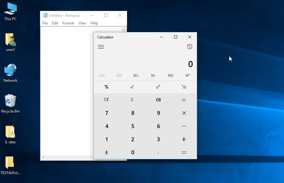 Adjust the height of the notepad window to be approximately equal to the height of the calculator window.