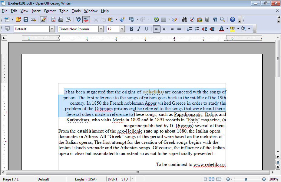 Apply left alignment to the paragraph beginning with the text It has been suggested that the origins of rebetiko... Apply left alignment to the paragraph beginning with the text It has been suggested that the origins of rebetiko...