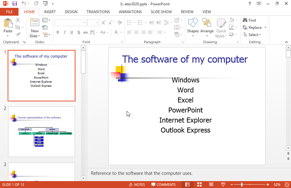 Apply the Checkerboard Across entrance effect to the title text of the 3rd slide and make sure it starts automatically with the previous one. Then apply the same effect and the same options to the text which appears in the main body of the slide and make sure it is displayed with a mouse click. Apply the Checkerboard Across entrance effect to the title text of the 3rd slide and make sure it starts automatically with the previous one. Then apply the same effect and the same options to the text which appears in the main body of the slide and make sure it is displayed with a mouse click.