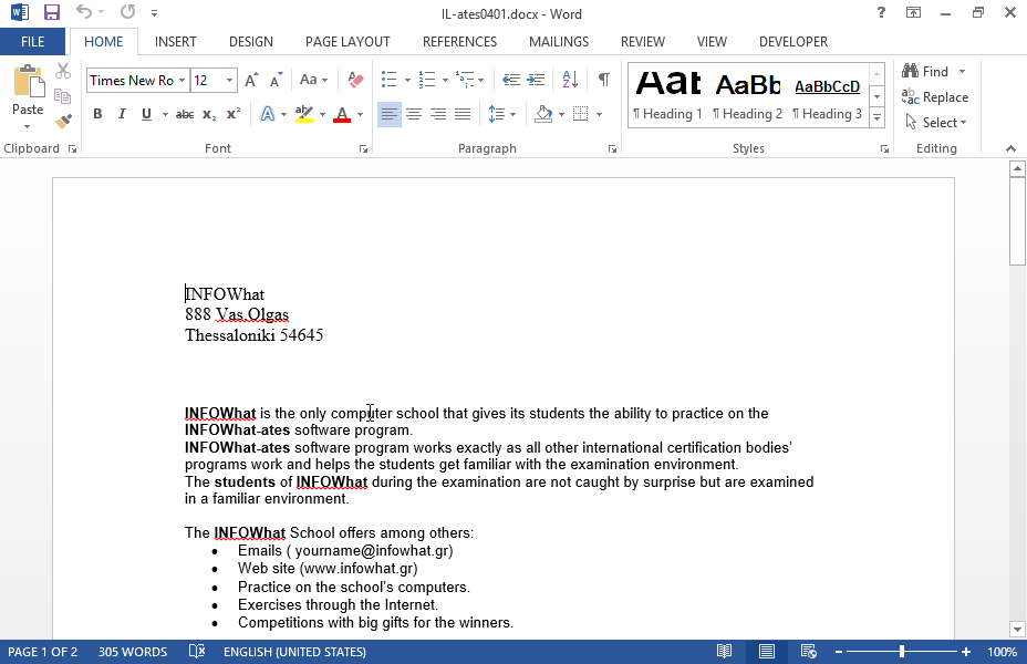 Apply the hidden effect on the first line of the document. Apply the hidden effect on the first line of the document.