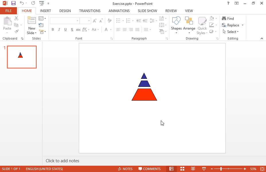 Apply the style of the bottom part of the pyramid on the two upper parts.