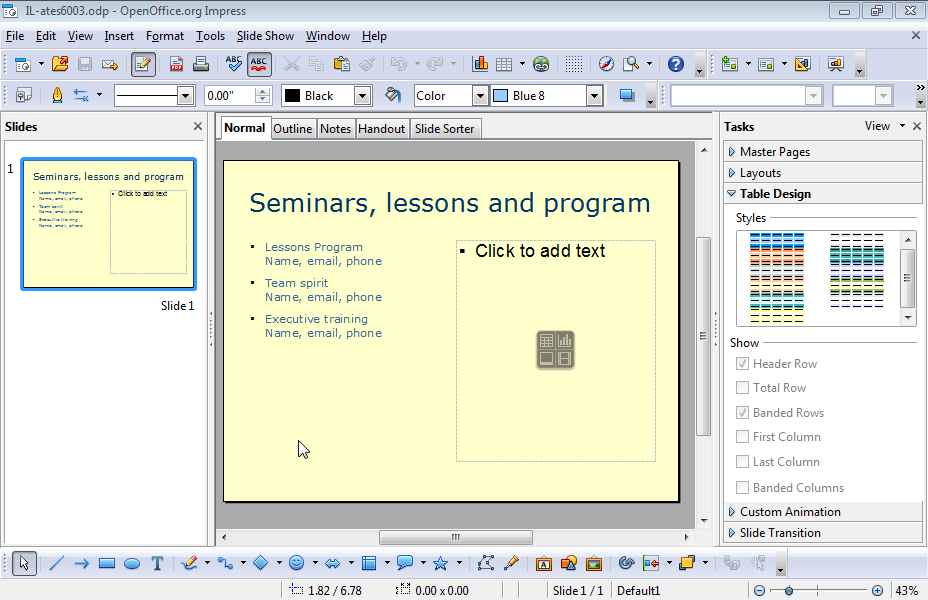 Apply white font color to the word Seminars, black font color to the word lessons and red font color to the word program of the title of the current slide.