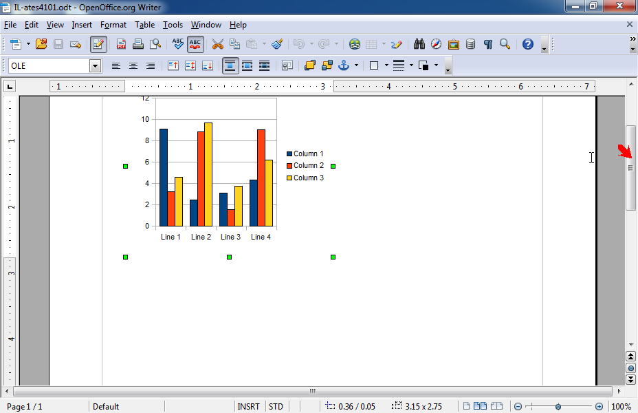 Change height of the chart to 4" and width to 6".