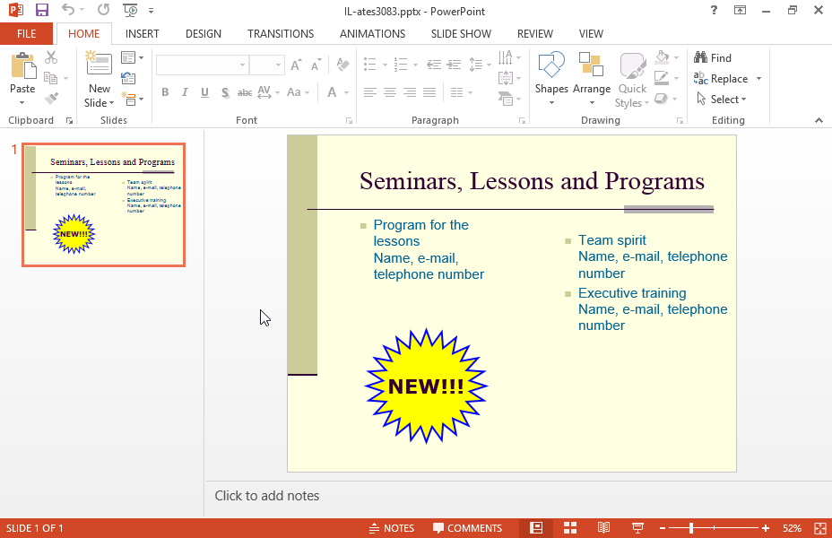 Change the notes orientation of the current presentation into Landscape.