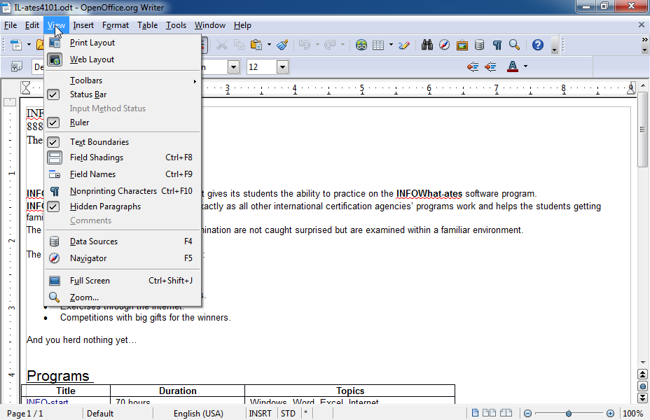Change the view of the document into Print Layout. Change the view of the document into Print Layout.