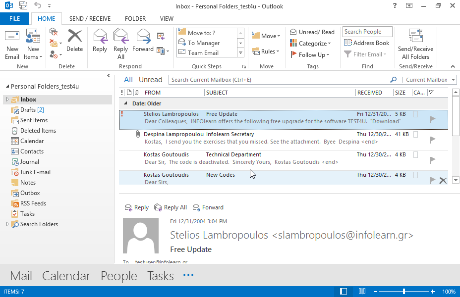 Configure Microsoft Outlook so that email messages are sent and received when connected.