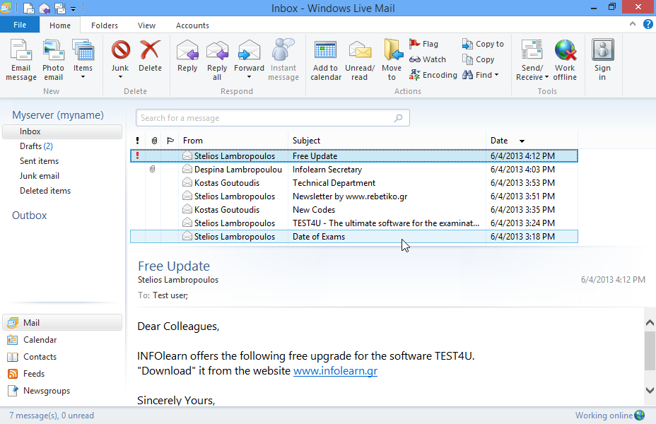 Configure Windows Live Mail so that a reading receipt request appears in all sent messages.