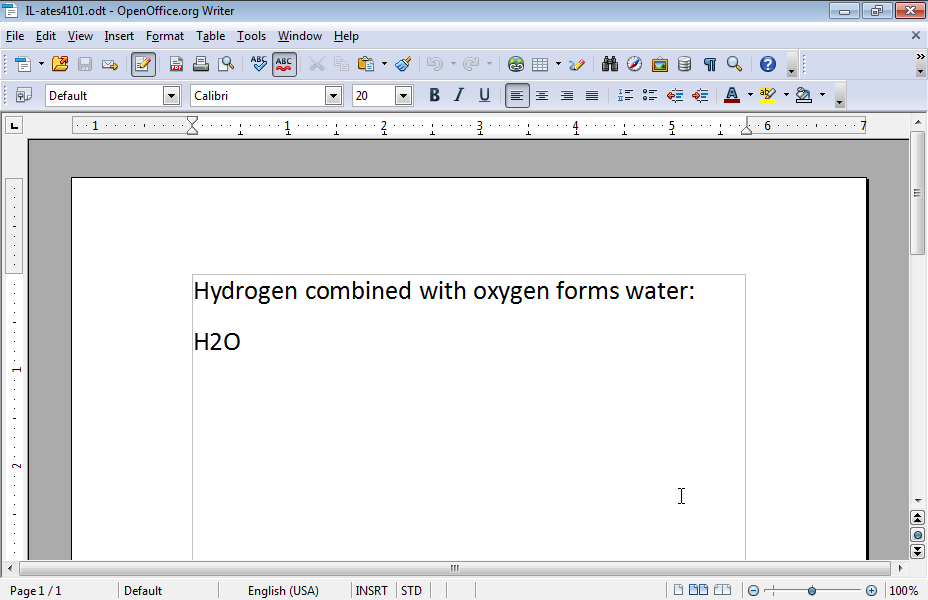 Convert the character 2 from H2O to a subscript.