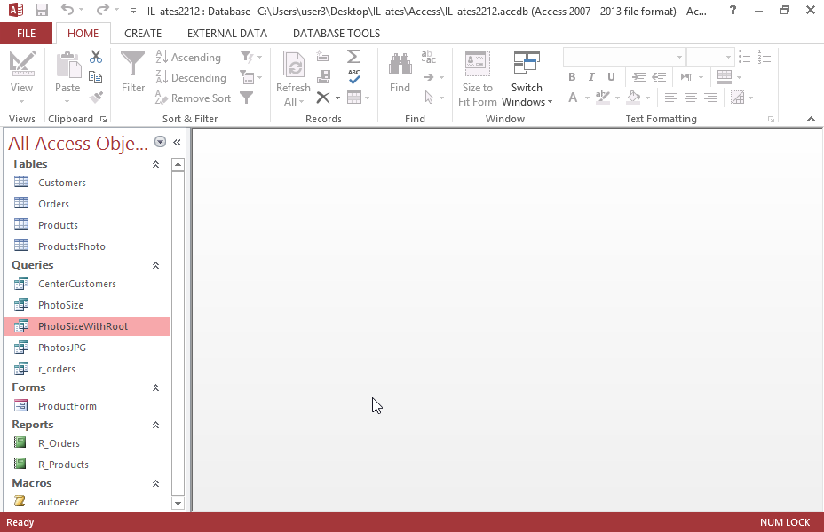 Create a new query named del2 that deletes all records where the Price field value is equal or less than 100 from the Products table. Run the query.