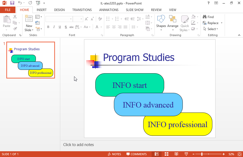 Create a new slide based on the word.rtf file located in the IL-ates\Word folder of your desktop and insert it at the end of the current presentation.