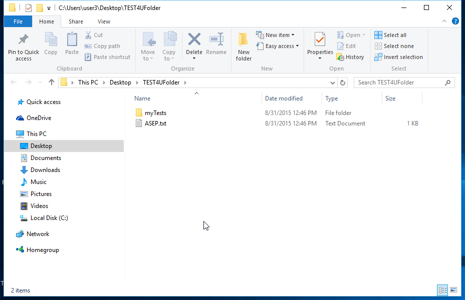 Create a shortcut of ASEP.txt under the name ASEP4U into myTests folder. Create a shortcut of ASEP.txt under the name ASEP4U into myTests folder.