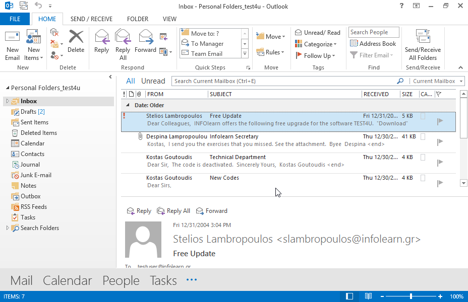 Create an email with the subject Hello and the text Hello World and send it to the kostas@myserver.gr e-mail address. Create an email with the subject Hello and the text Hello World and send it to the kostas@myserver.gr e-mail address.