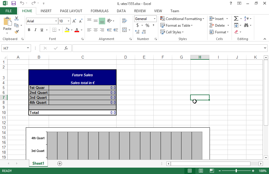 Create two Scenarios with the following data: 
1) Name: Min, changing cells: C5:C8, values: 5, 6, 10, 8
2) Name: Max, changing cells: C5:C8, values: 11, 12, 15, 10. 
Display the scenario Max.