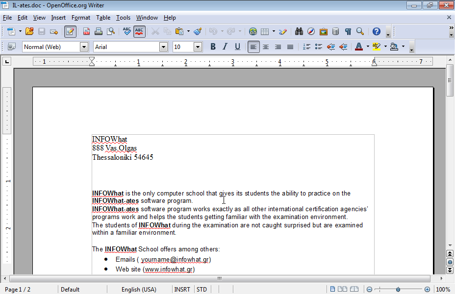 Cut the phrase INFOWhat is the only computer school from the already open document IL-ates and paste it to the Notepad.