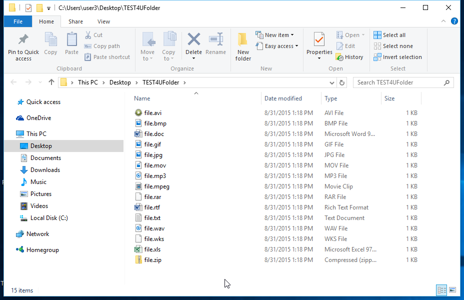 Delete all compressed files from the TEST4UFolder folder on your desktop.
