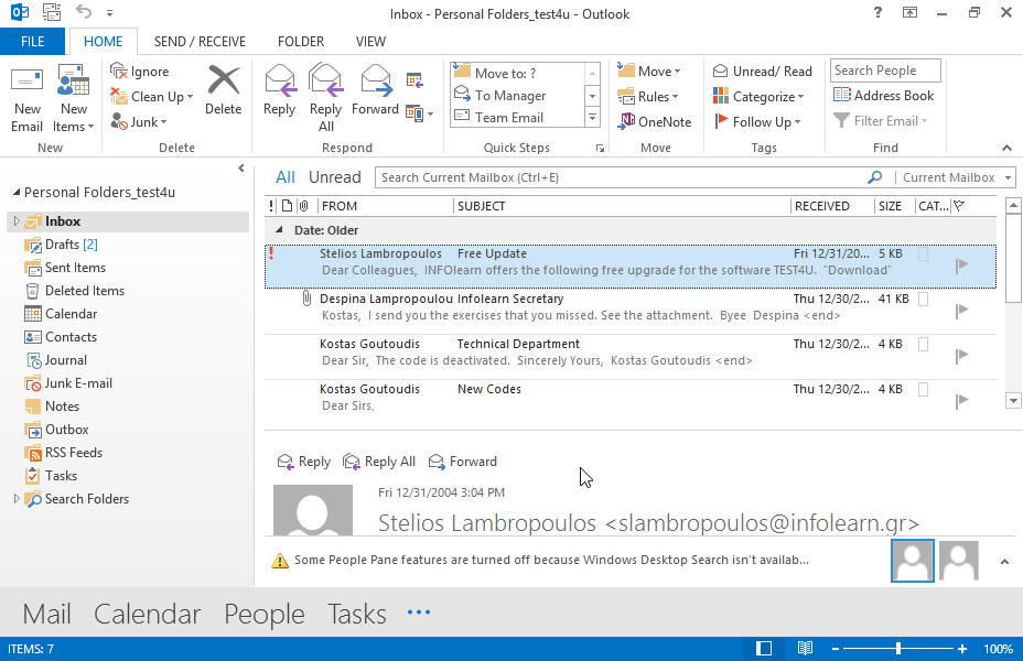 Delete all email messages which appear in the Secretary folder located in your Inbox.