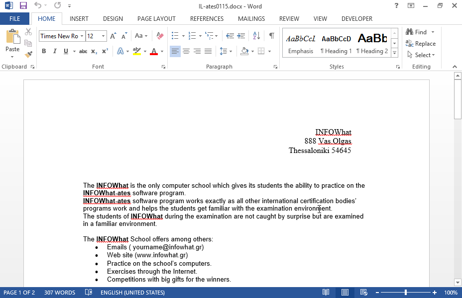 Delete the tab stops and the tab characters from the first 3 lines of the document. Delete the tab stops and the tab characters from the first 3 lines of the document.