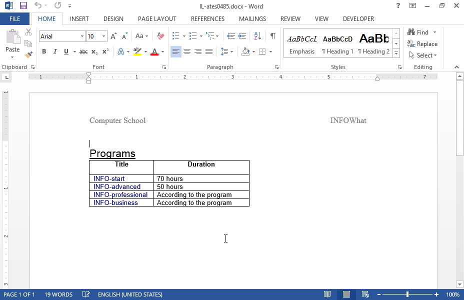 Delete the table of the current document.