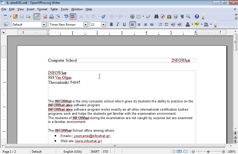 Delete the text Computer School from the header of the document. Delete the text Computer School from the header of the document.