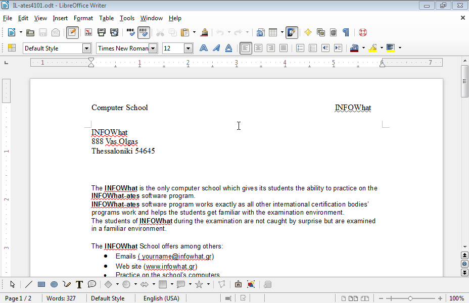 Delete the text Computer School from the header of the document.