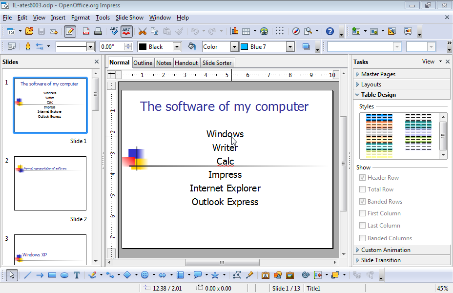 Duplicate the slide titled The software of my computer.