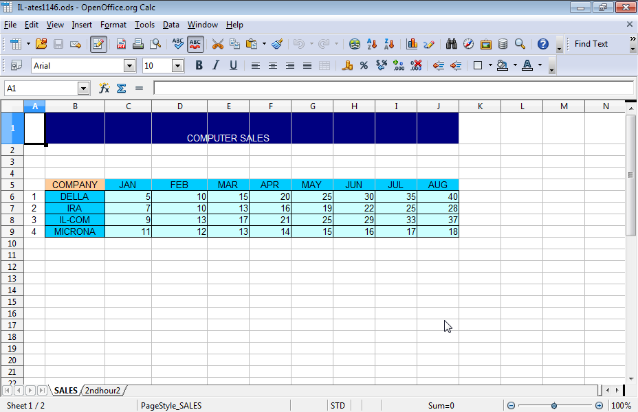 Enter a new column between Å and F columns as well as a new row between row 4 and 5.