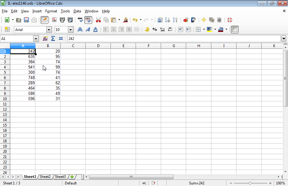 Format the cell range A1:A10 so that numbers are displayed in Number category with a thousand separator, one leading zero and 2 decimal places.
Format the cell range B1:B10 so that that numbers are displayed in Number category without thousand separator, one leading zero  and with 4 decimal places.