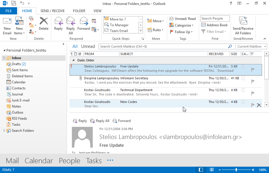 Forward the email with subject Infolearn Secretary which appears in your Inbox to Kostas Goutoudis inserting the text I send you the files too at the beginning of the new email message. Forward the email with subject Infolearn Secretary which appears in your Inbox to Kostas Goutoudis inserting the text I send you the files too at the beginning of the new email message.