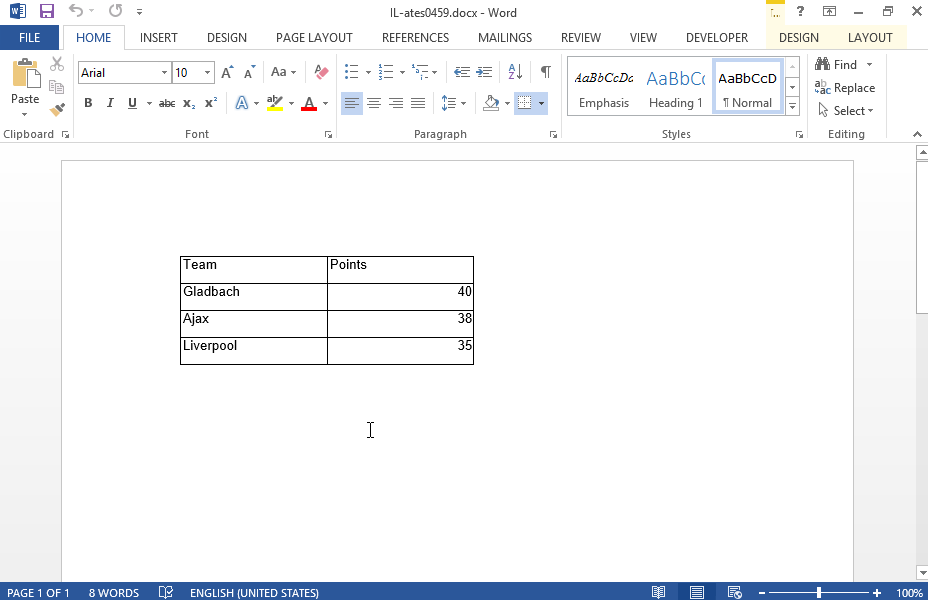 Insert a chart with the data displayed on the table and the default settings, using the Microsoft Graph Chart object.